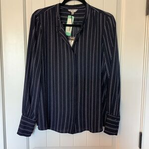 NWT ❤️‎ Q&A "Byanca" Navy Striped Blouse